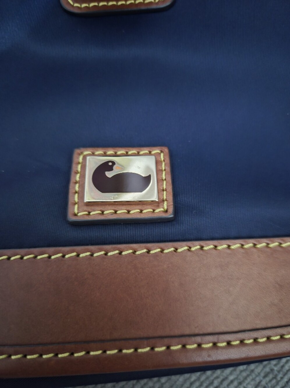 Dooney & Bourke Small Navy and Tan Leather-Trim Messenger Brand New With NO Tag - Picture 8 of 11